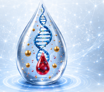 Conceptual liquid biopsy and molecular diagnostics illustration