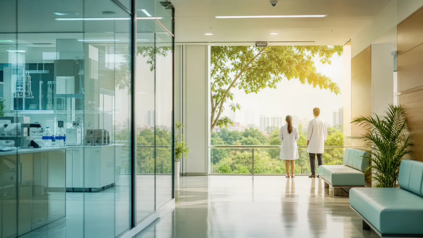 Human-centered medical diagnostics facility visual representing access and healthcare purpose